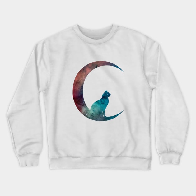 Cat Sitting On The Moon Crewneck Sweatshirt by TheJollyMarten